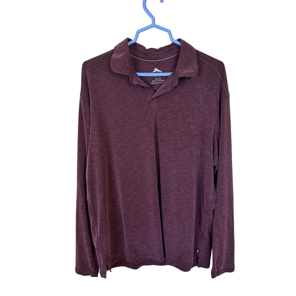 Tommy Bahama Mens Plum Shirt Long Sleeve Polo XL Super Soft Purple